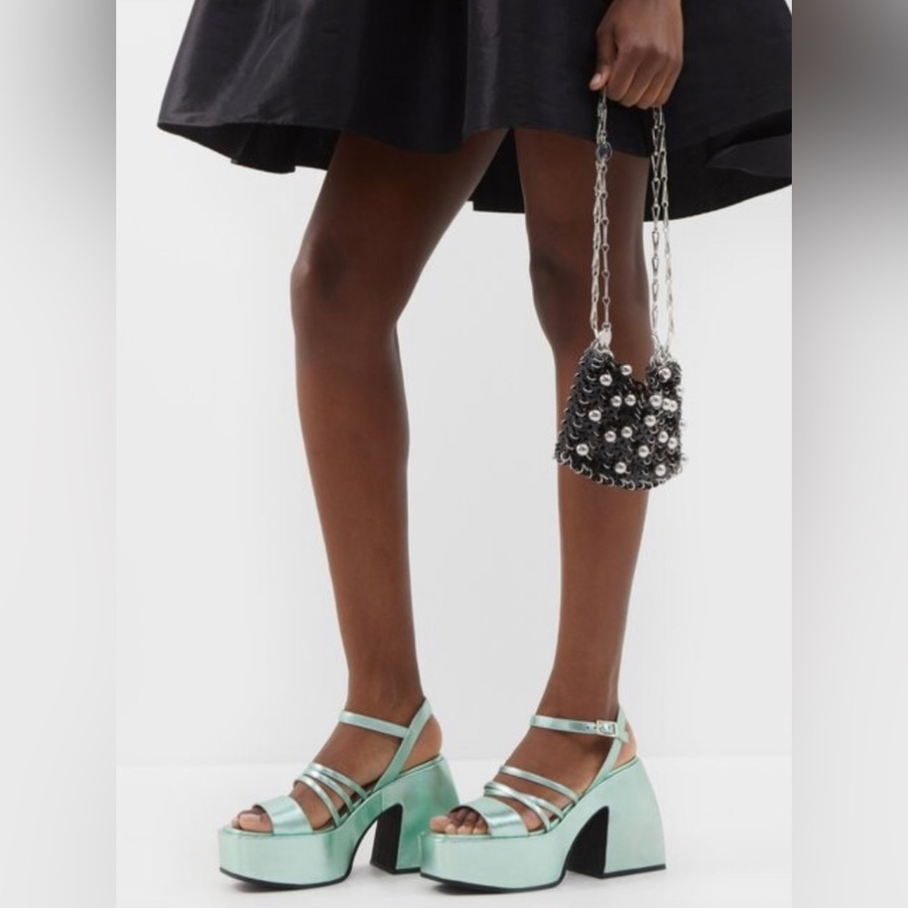 Nodaleto Bulla Chibi Platform Sandal in Metallic Mint Green